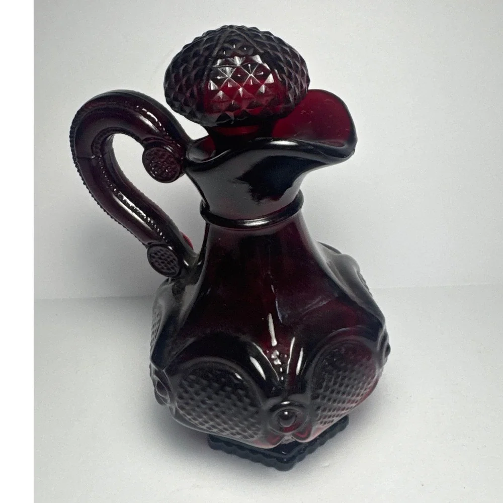 Avon Decanter Cruet Unisex OS Ruby Red Cape Cod Diamond Point Glass